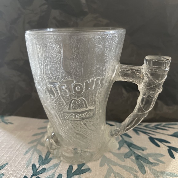 Other - Vintage McDonalds Mug Cup Flintstones Mammoth Frosted Glass‎ RocDonalds 1993